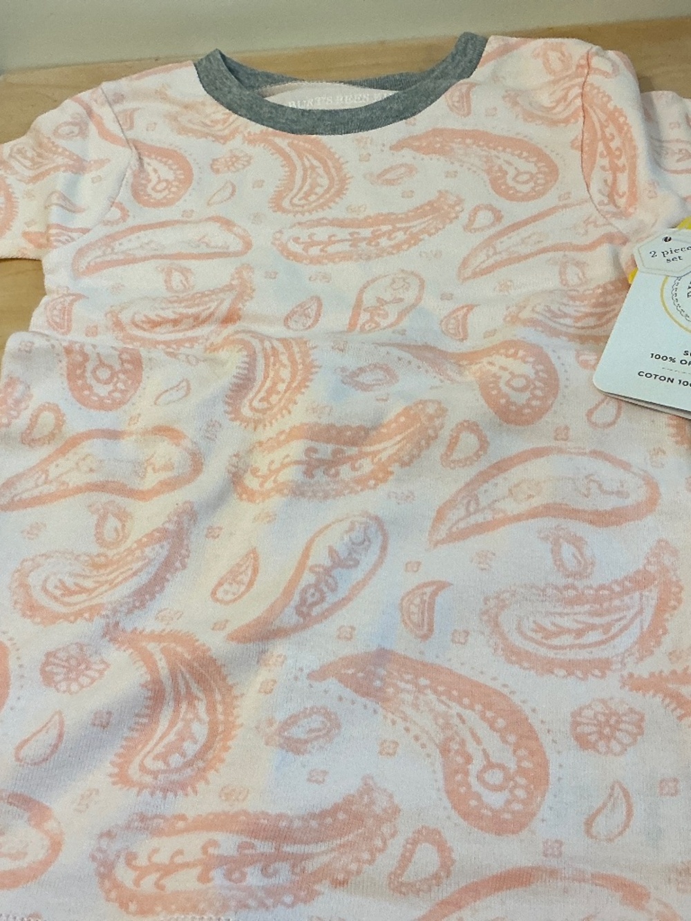 Burt’s Bees 100% Organic Cotton 2 piece Set 3T Paisley Pink